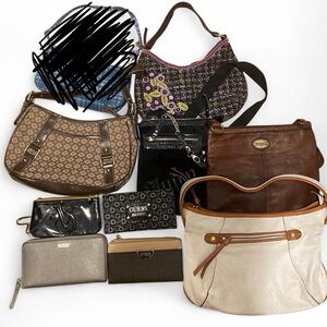 9 bag / purse / wallet, bundle, Kate spade, fossil, guess, juicy couture, etc